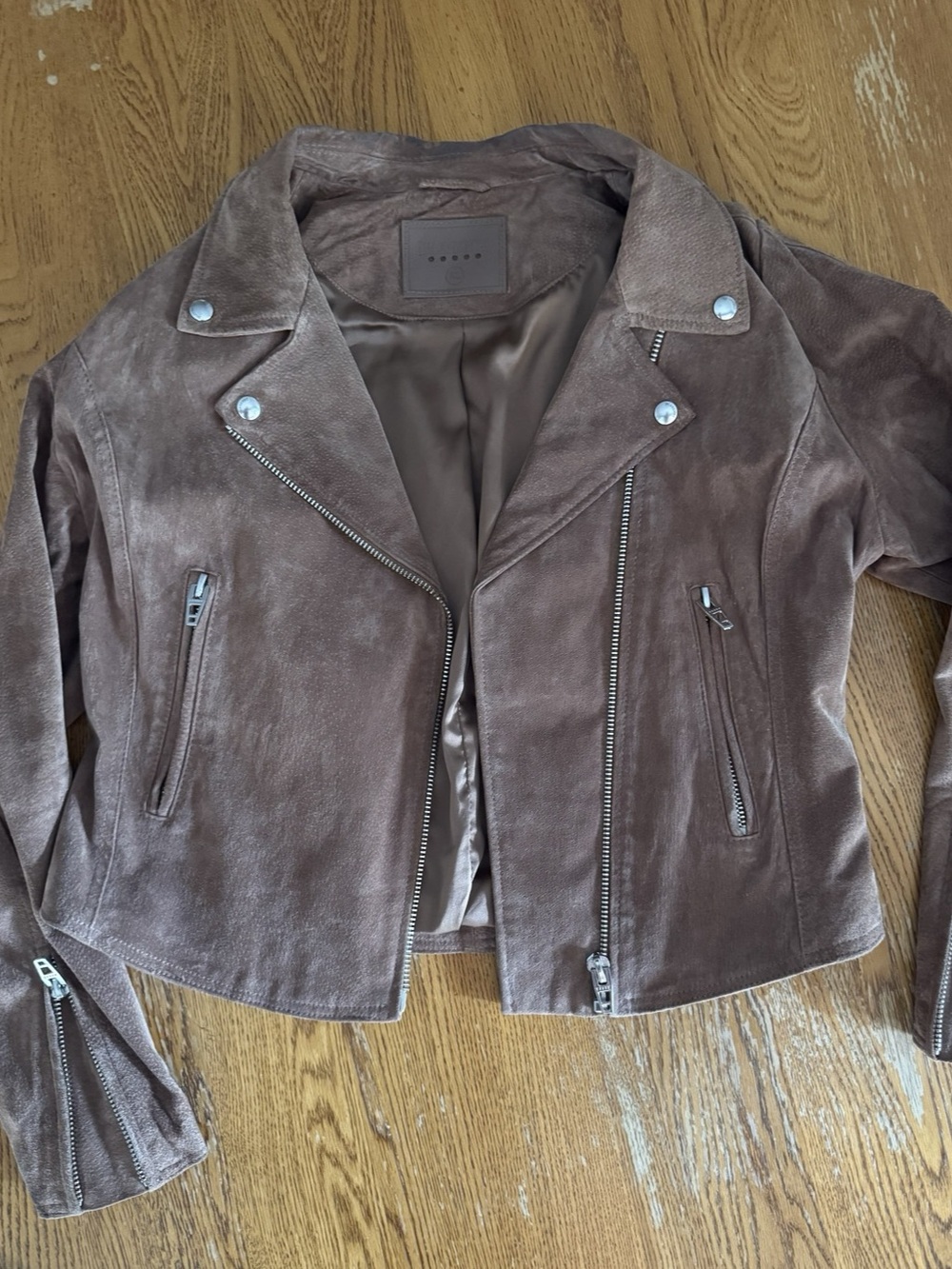 Blank NYC Moto Jacket in Brown Suede